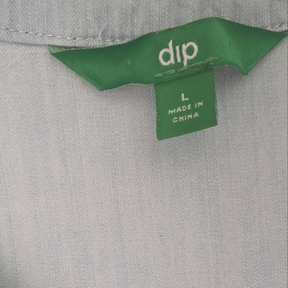 Dip Women's Light Blue Denim Tiered Ruffle Notched Neck Dress Size L - Picture 5 of 5